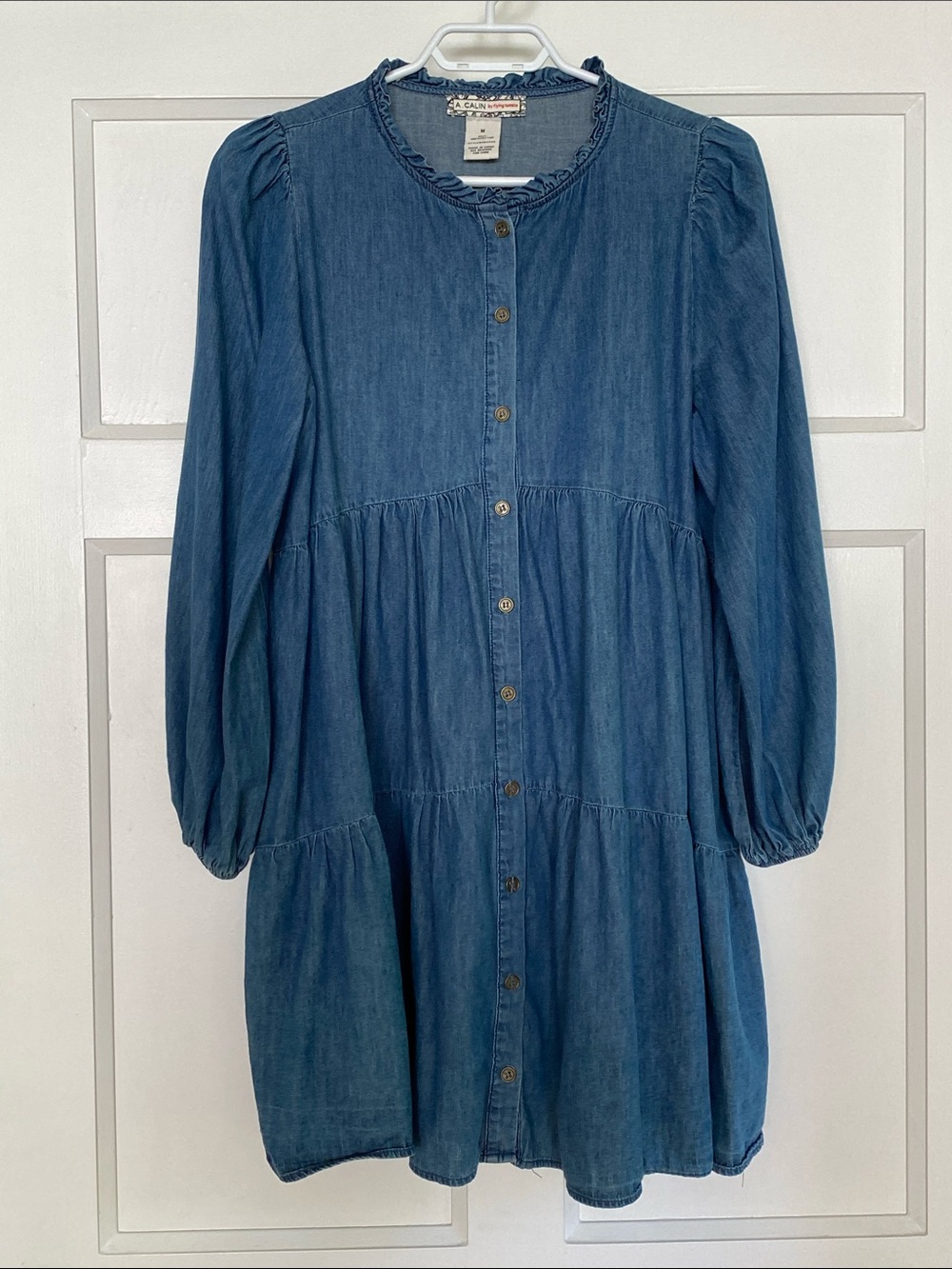Flying Tomato Denim Button-Front Tiered Dress - Picture 9 of 12